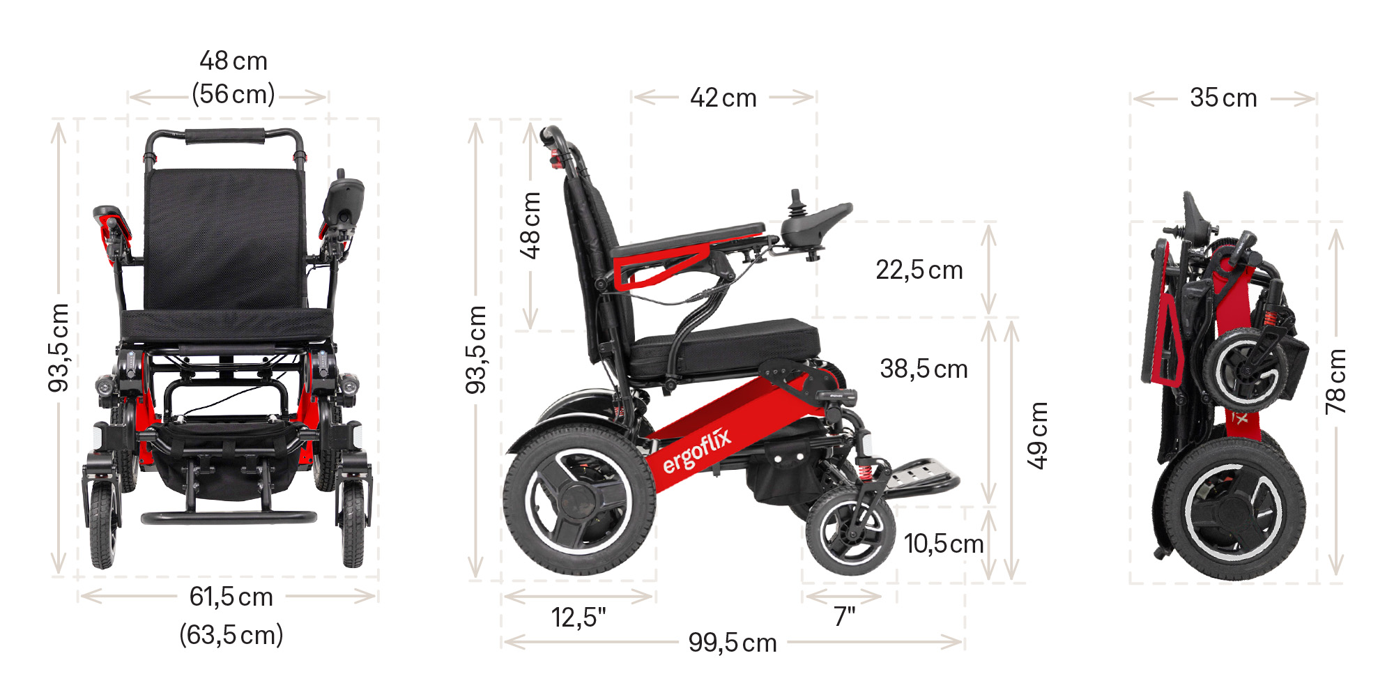 Dimensions du fauteuil roulant